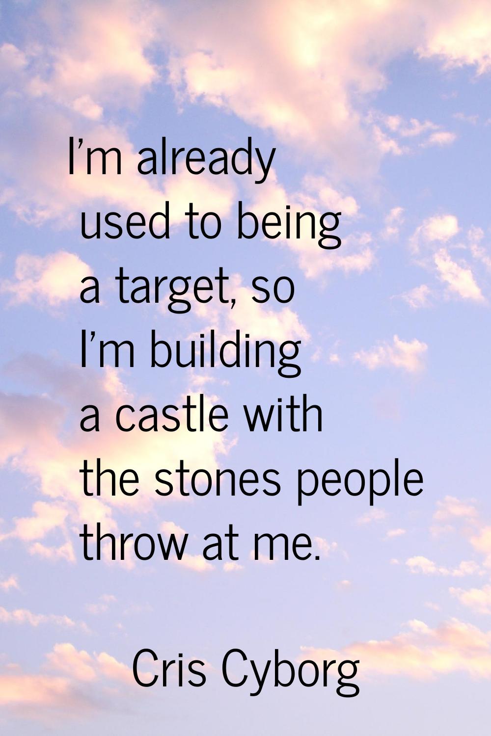 I'm already used to being a target, so I'm building a castle with the stones people throw at me.