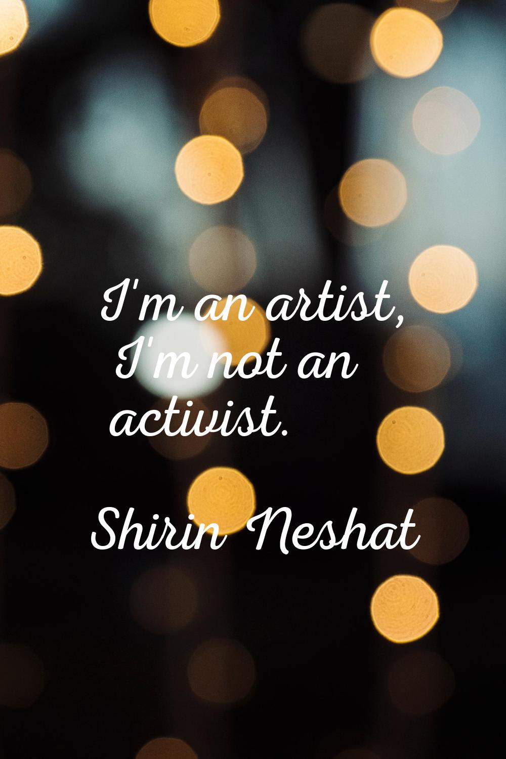 I'm an artist, I'm not an activist.