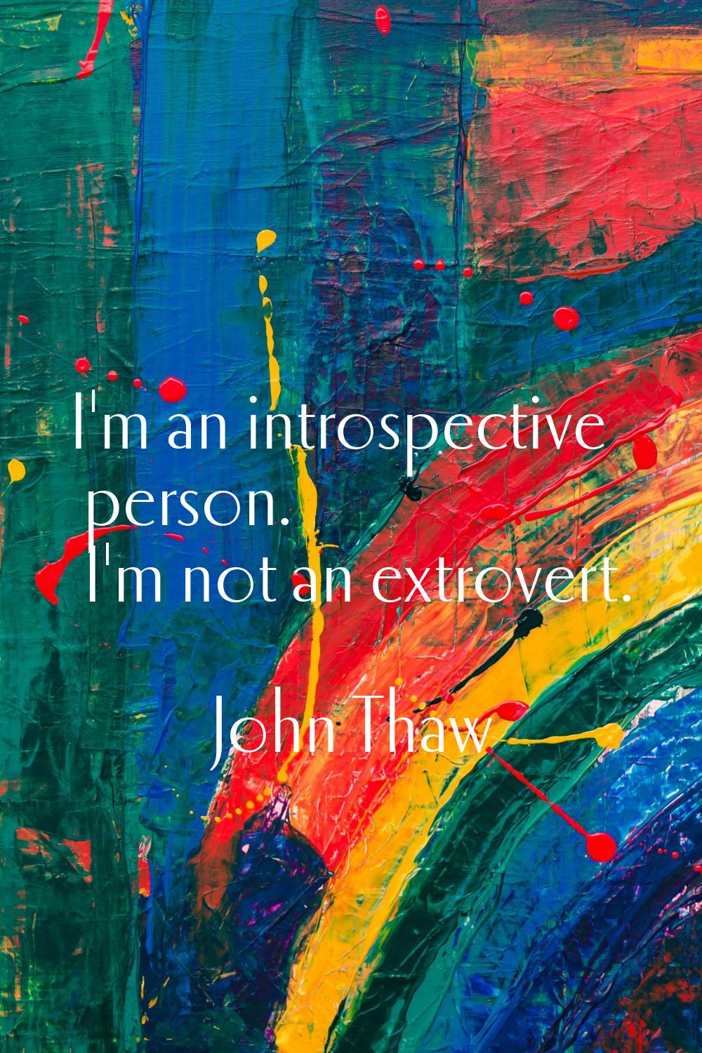 I'm an introspective person. I'm not an extrovert.