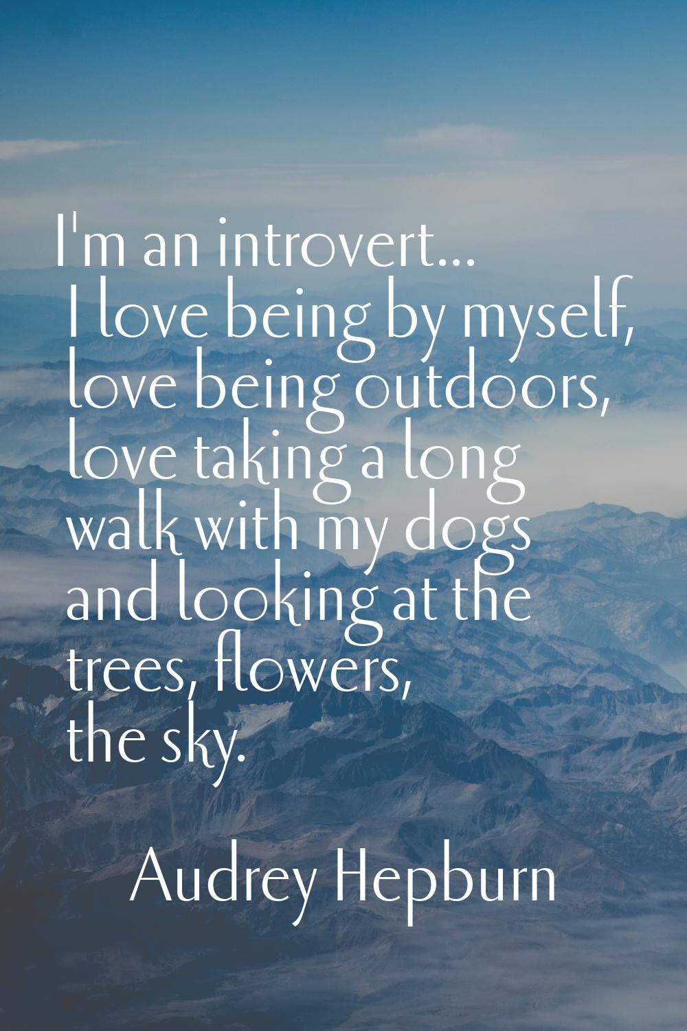 I'm an introvert... I love being by myself, love being outdoors, love taking a long walk with my do