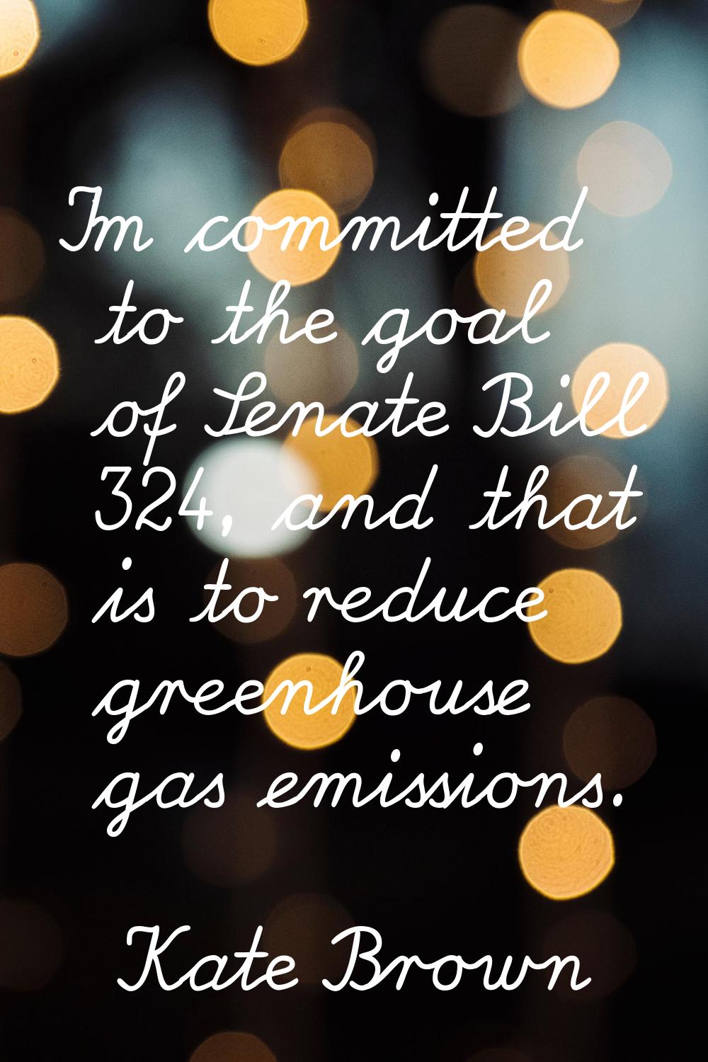 I'm committed to the goal of Senate Bill 324, and that is to reduce greenhouse gas emissions.