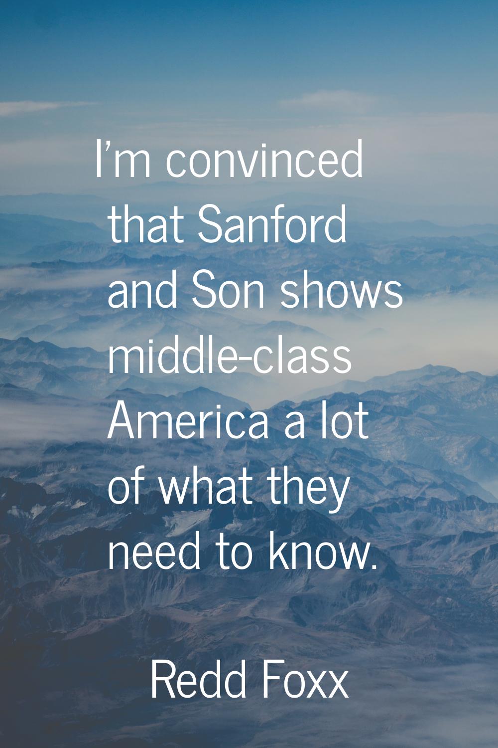 I'm convinced that Sanford and Son shows middle-class America a lot of what they need to know.