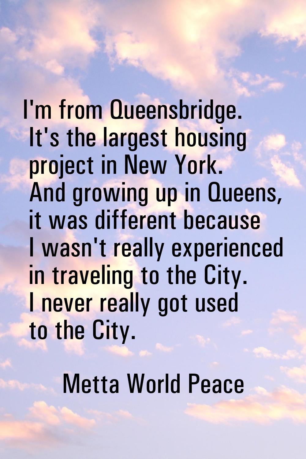 I'm from Queensbridge. It's the largest housing project in New York. And growing up in Queens, it w