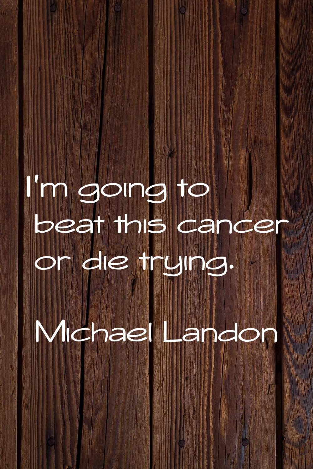 I'm going to beat this cancer or die trying.