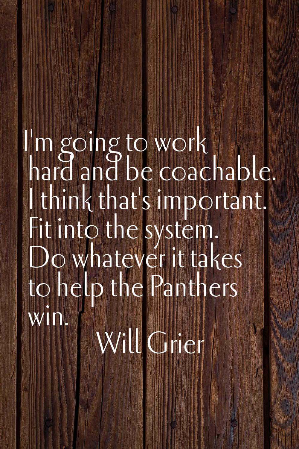 I'm going to work hard and be coachable. I think that's important. Fit into the system. Do whatever