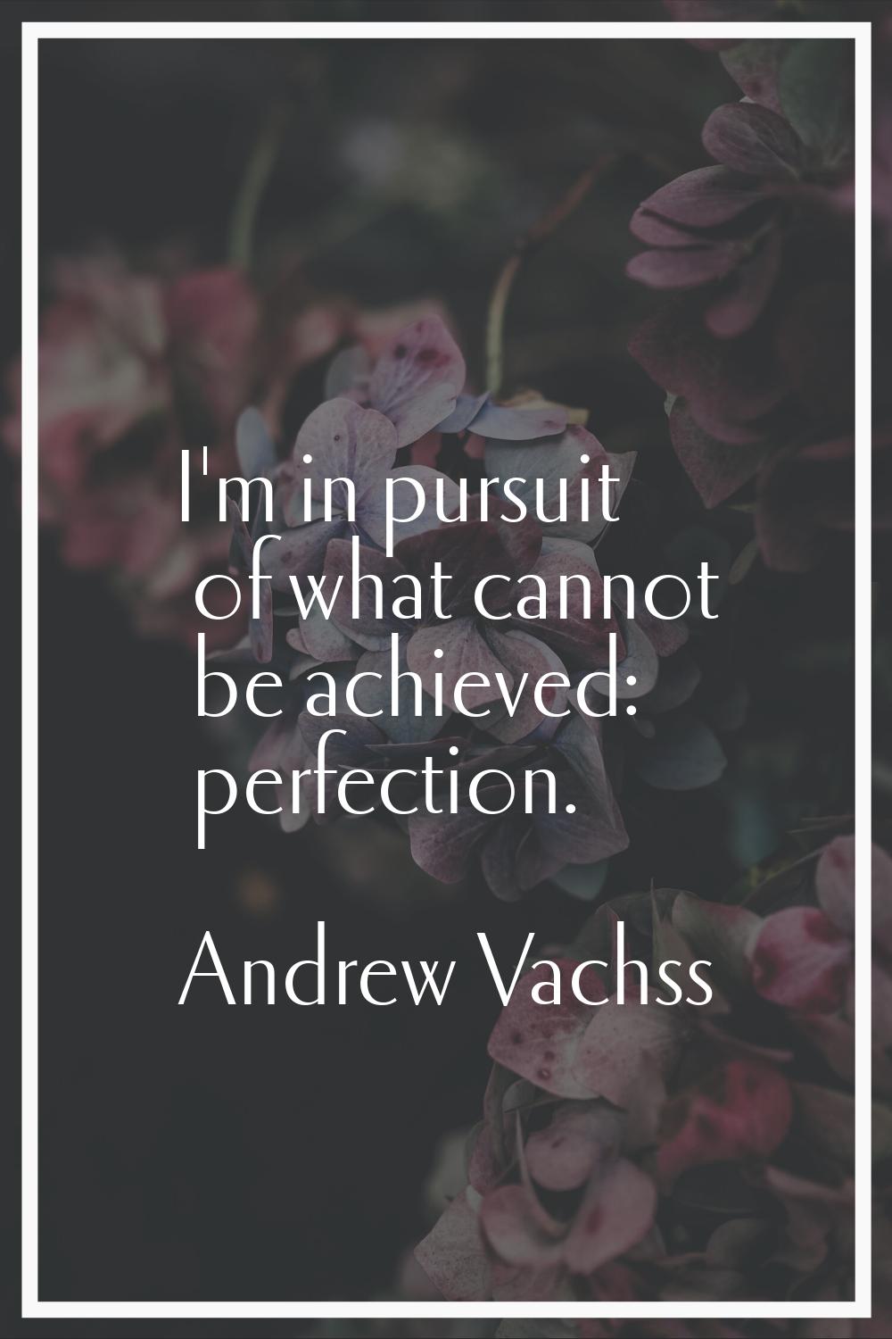 I'm in pursuit of what cannot be achieved: perfection.