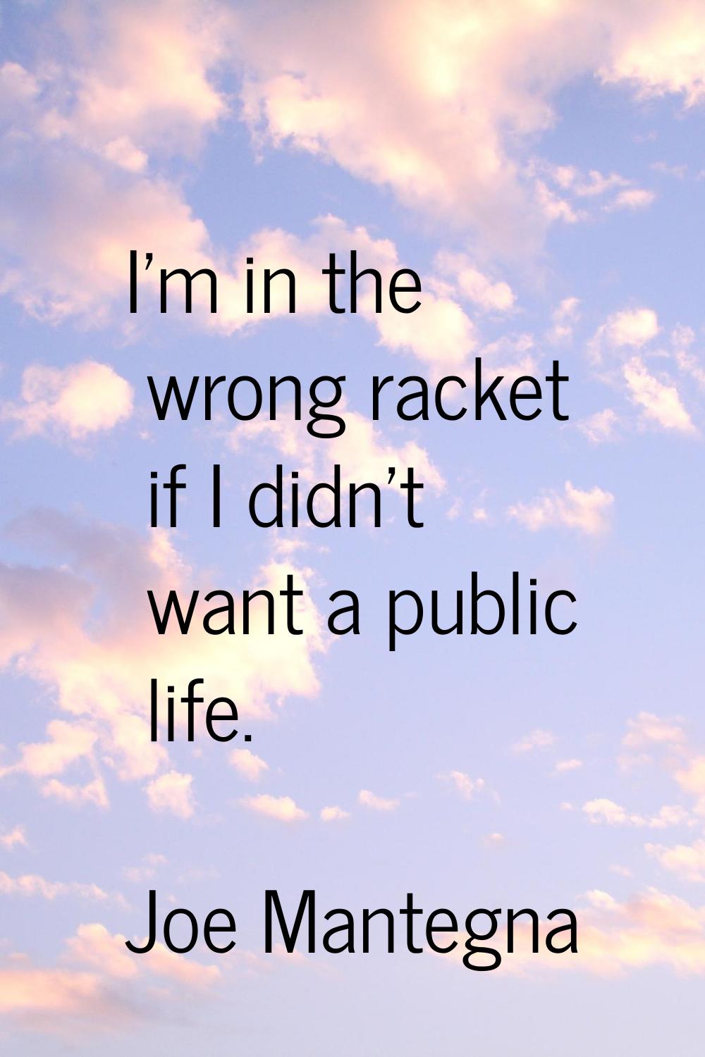 I'm in the wrong racket if I didn't want a public life.
