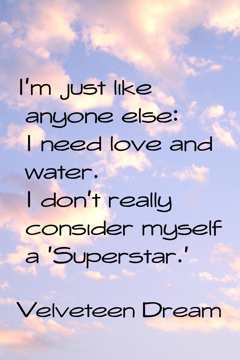 I'm just like anyone else: I need love and water. I don't really consider myself a 'Superstar.'
