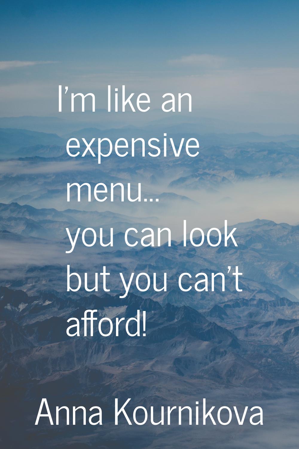 I'm like an expensive menu... you can look but you can't afford!