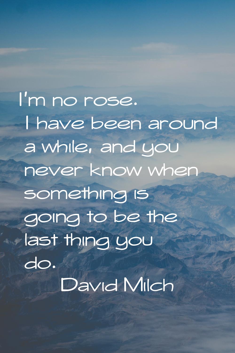 I'm no rose. I have been around a while, and you never know when something is going to be the last 