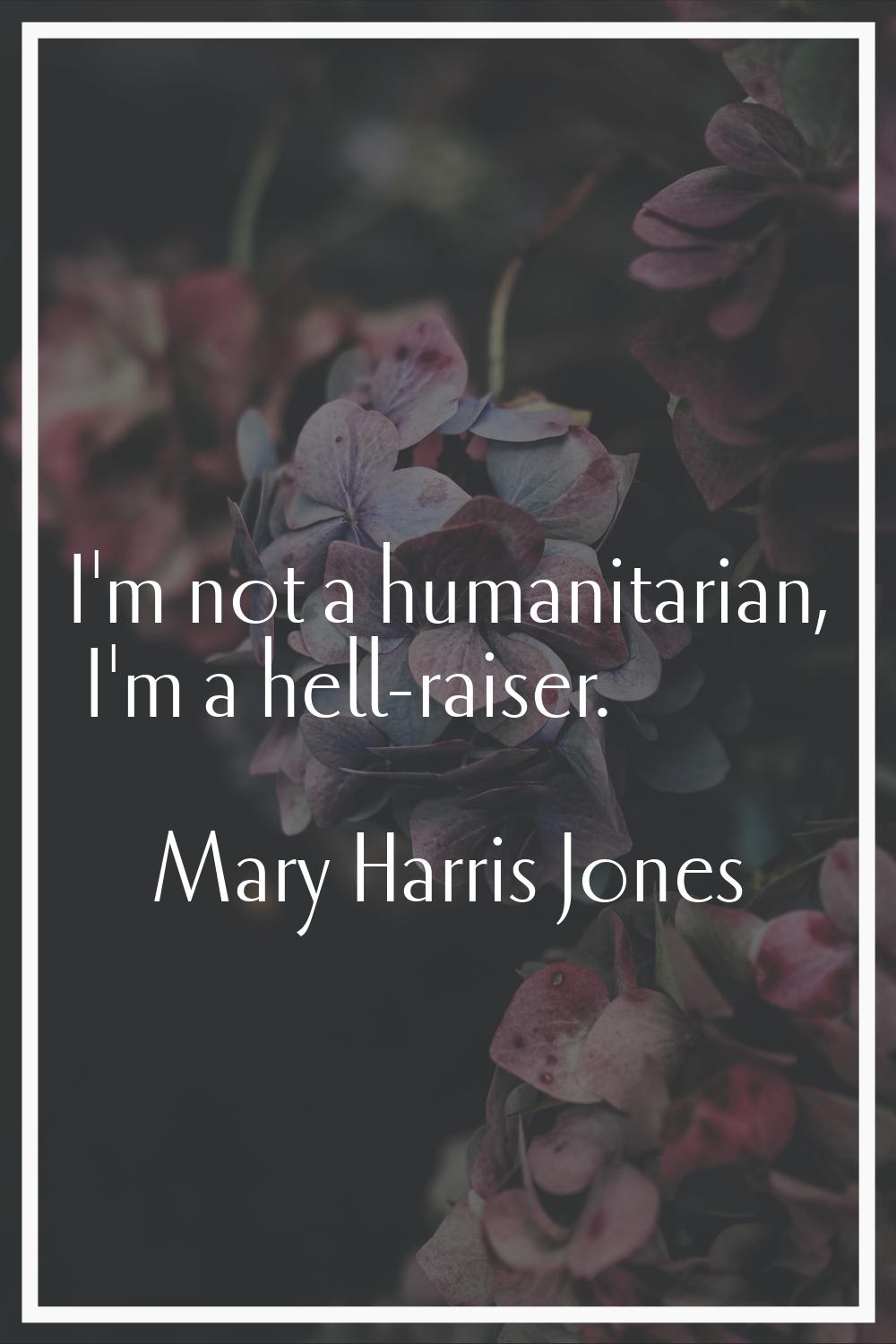 I'm not a humanitarian, I'm a hell-raiser.