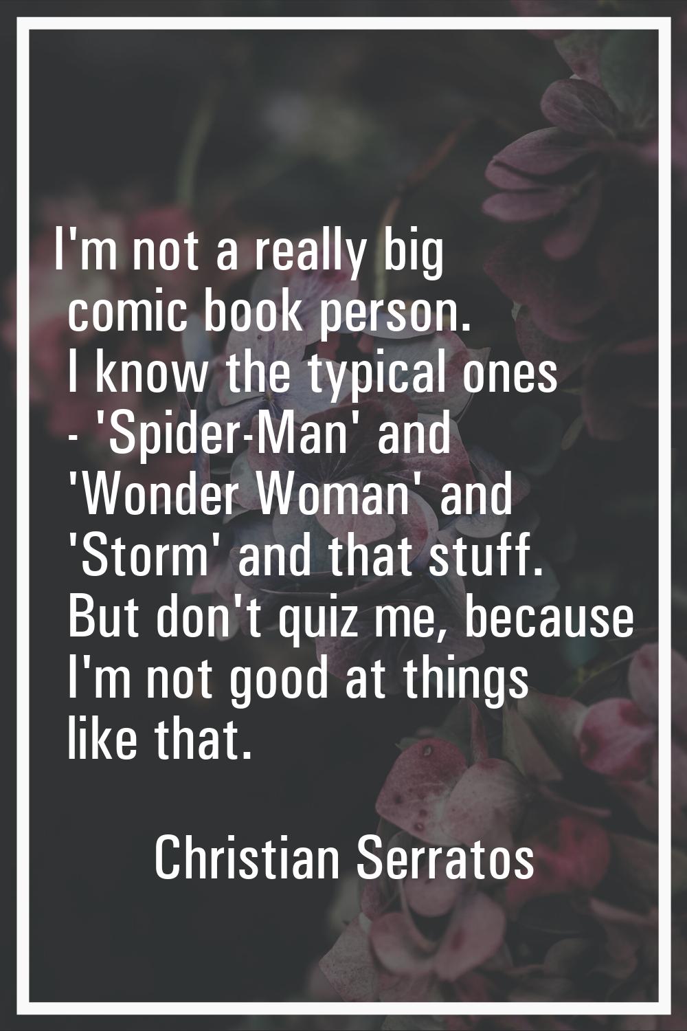 I'm not a really big comic book person. I know the typical ones - 'Spider-Man' and 'Wonder Woman' a