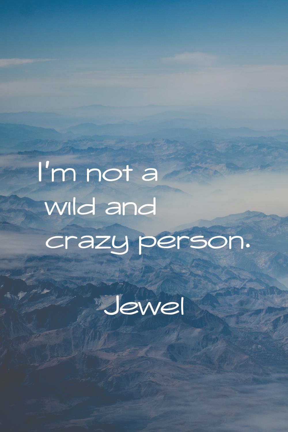 I'm not a wild and crazy person.