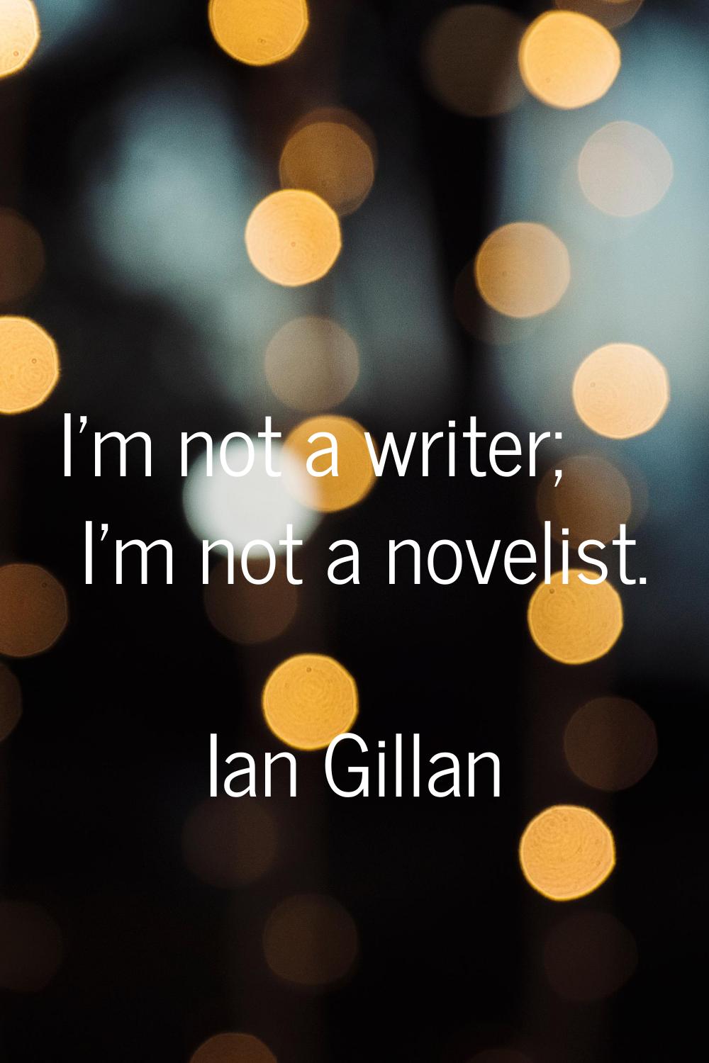 I'm not a writer; I'm not a novelist.