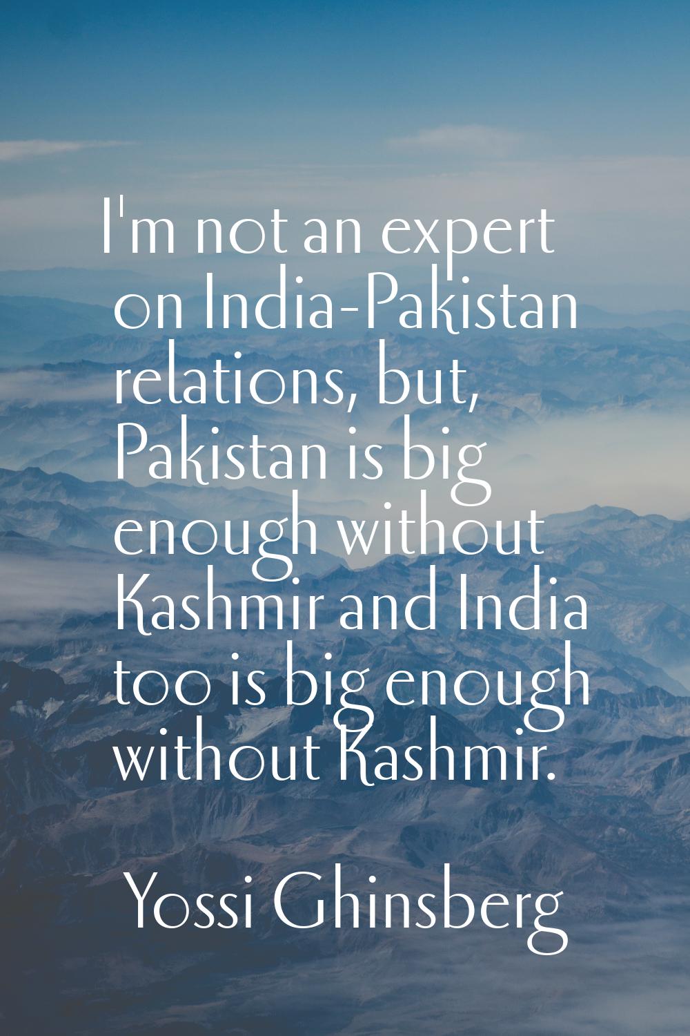 I'm not an expert on India-Pakistan relations, but, Pakistan is big enough without Kashmir and Indi