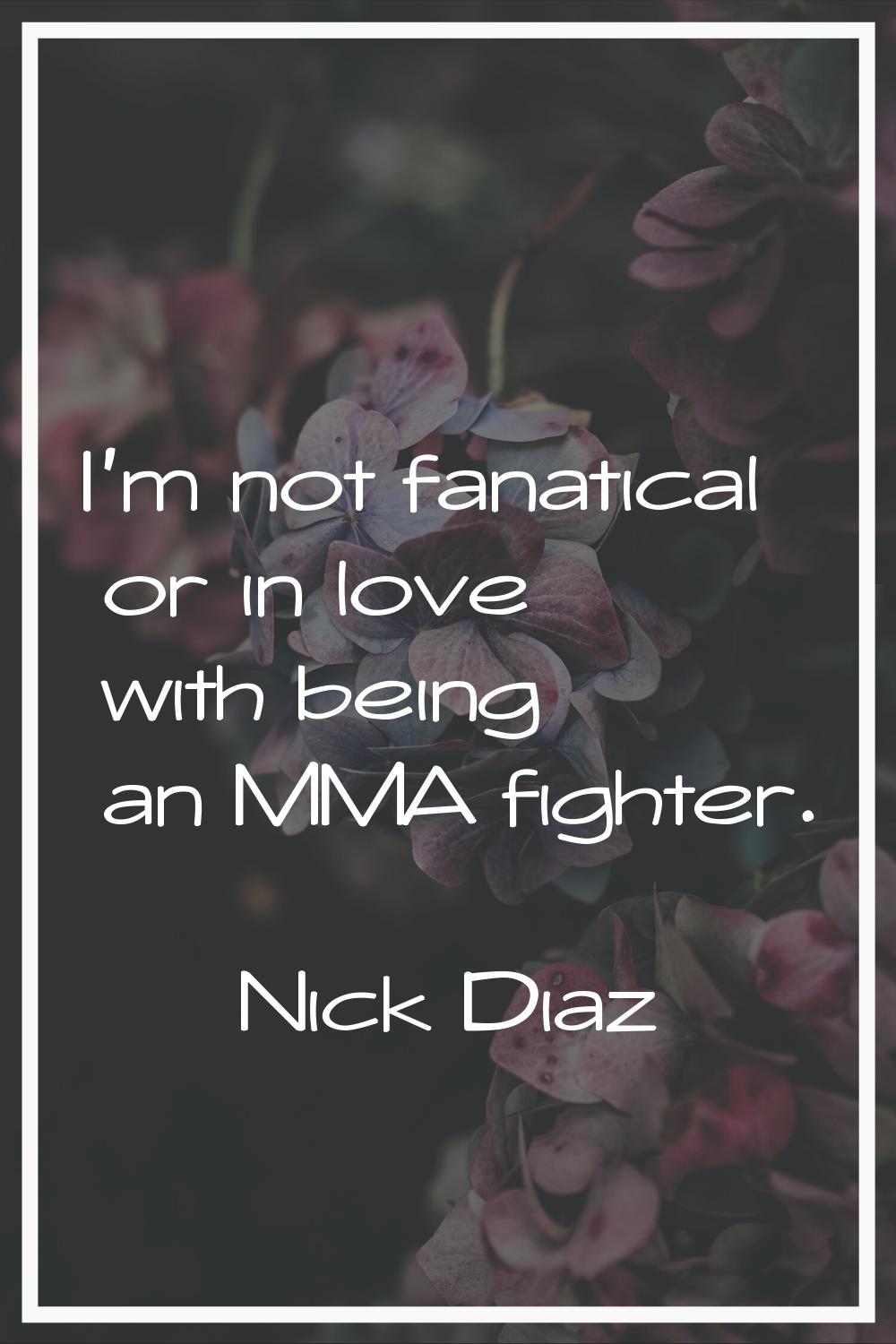 I'm not fanatical or in love with being an MMA fighter.