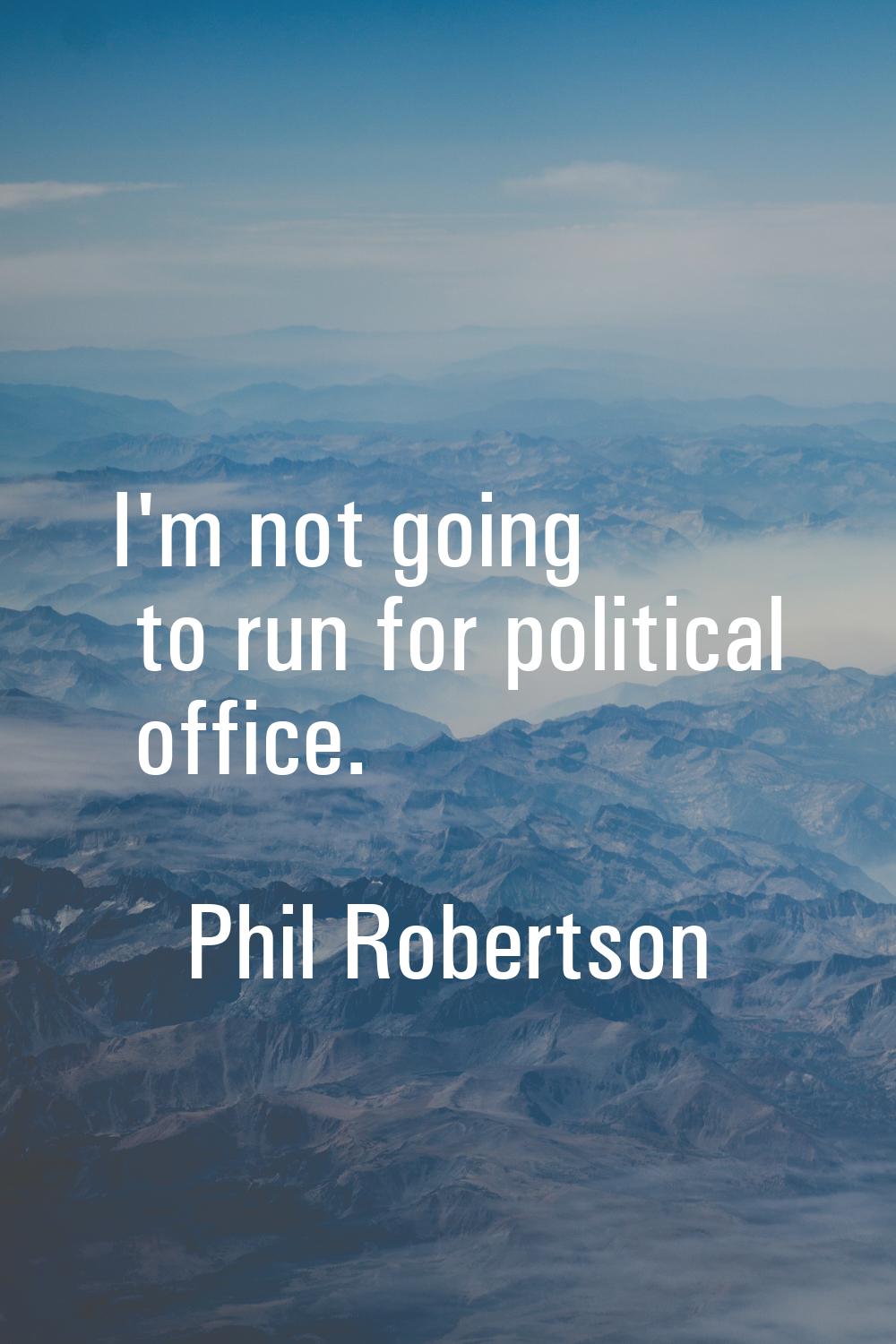 I'm not going to run for political office.