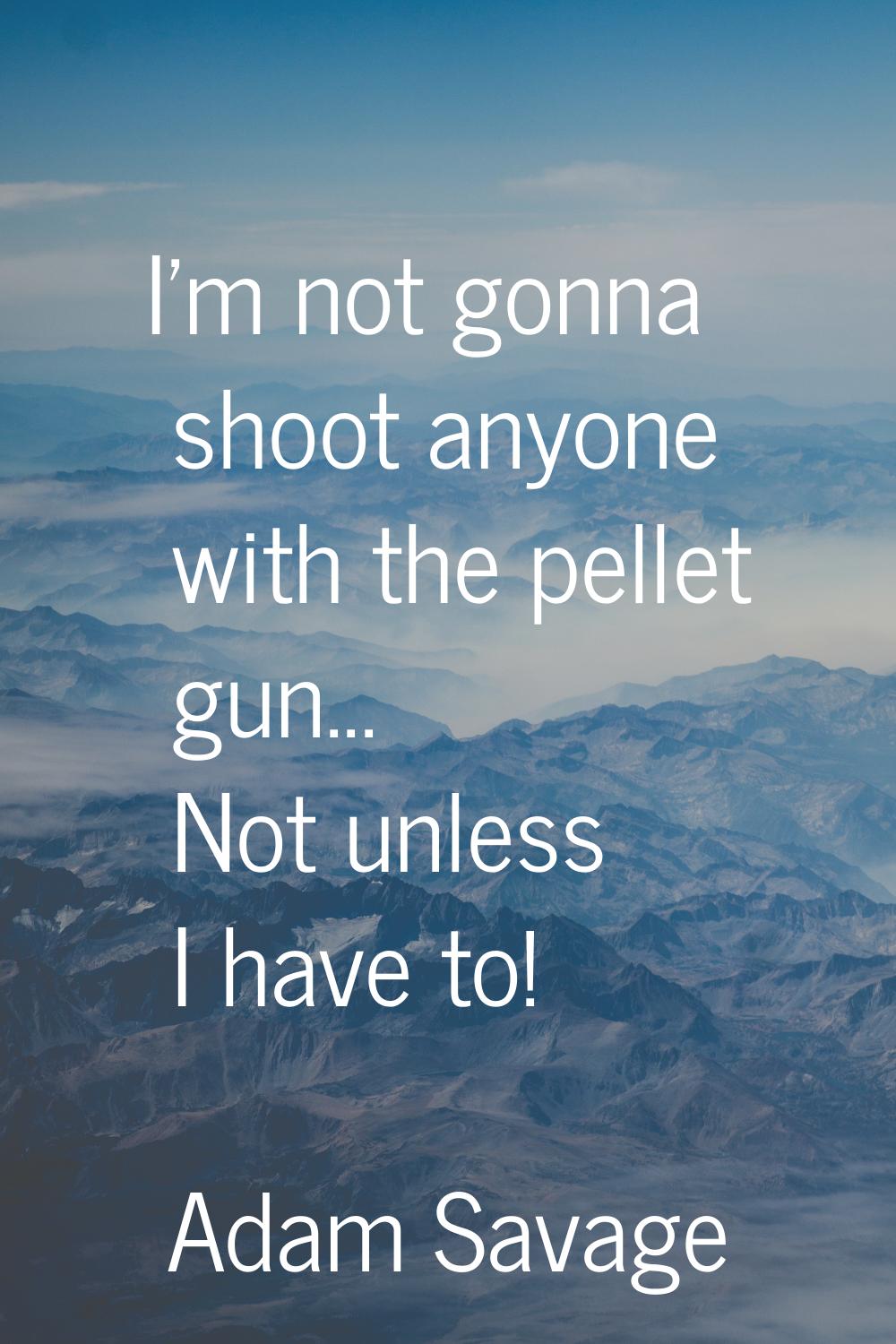 I'm not gonna shoot anyone with the pellet gun... Not unless I have to!