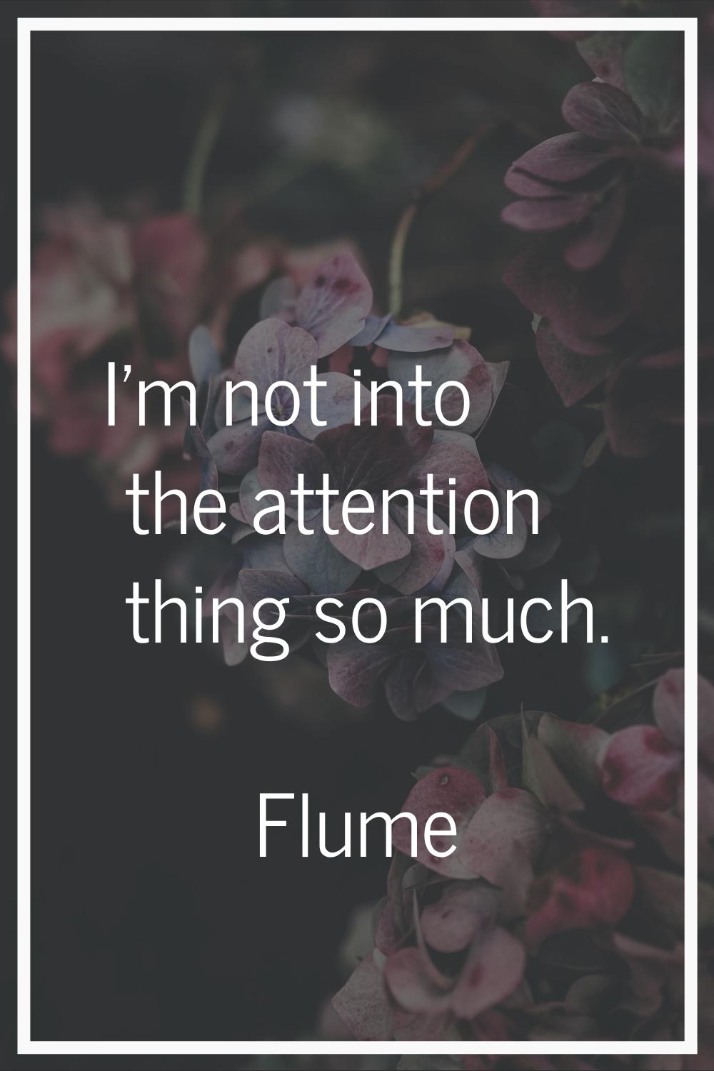 I'm not into the attention thing so much.