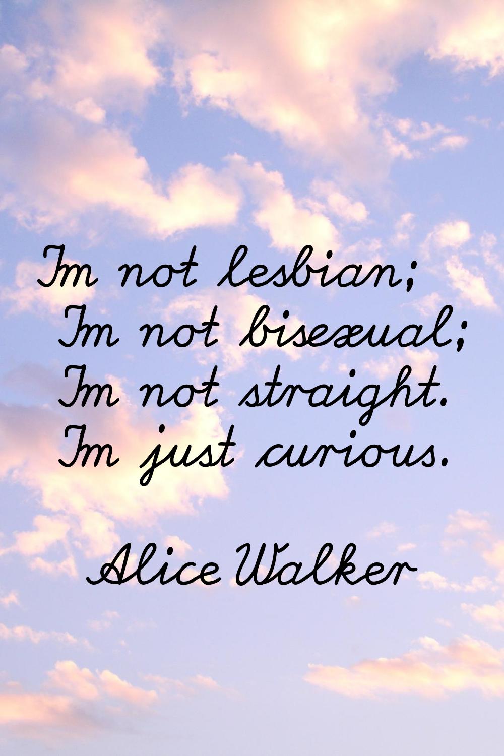 I'm not lesbian; I'm not bisexual; I'm not straight. I'm just curious.