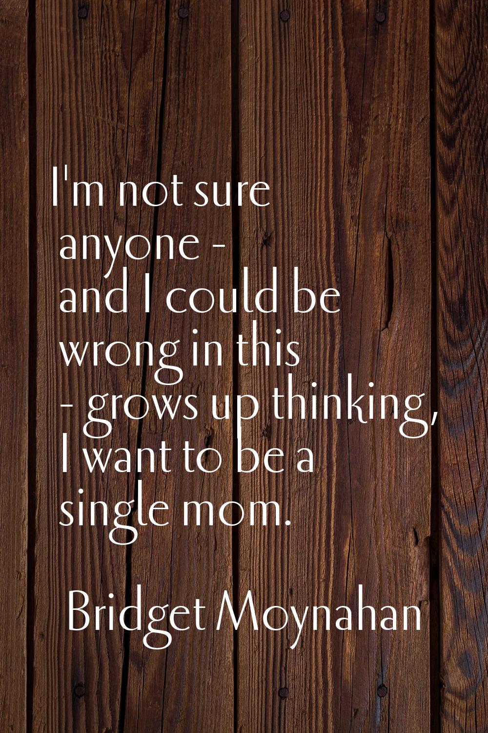 I'm not sure anyone - and I could be wrong in this - grows up thinking, I want to be a single mom.