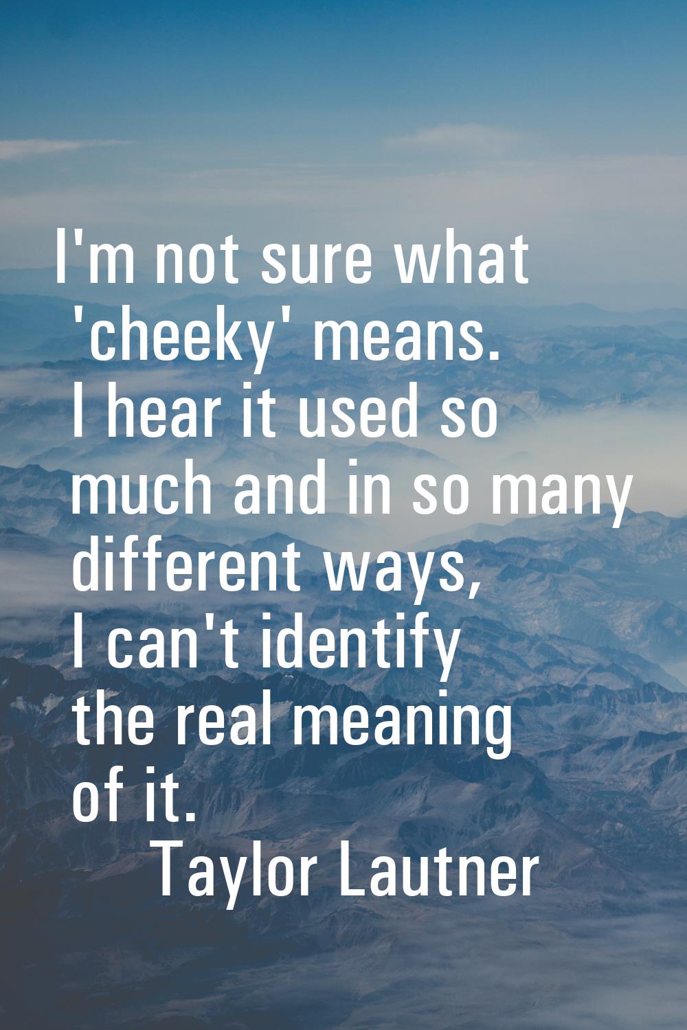 I'm not sure what 'cheeky' means. I hear it used so much and in so many different ways, I can't ide