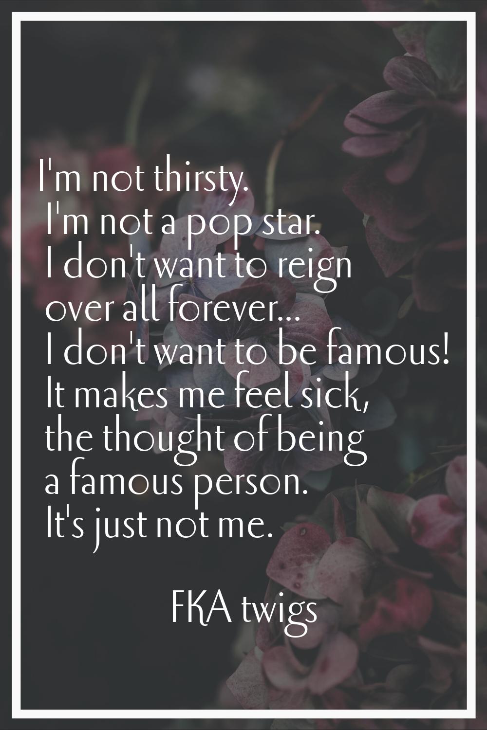 I'm not thirsty. I'm not a pop star. I don't want to reign over all forever... I don't want to be f