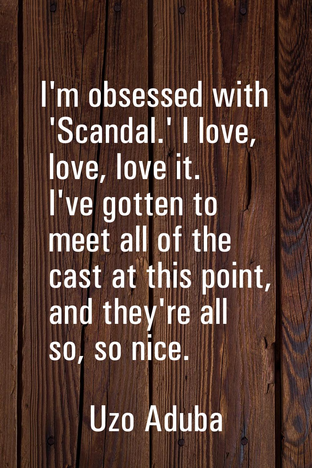 I'm obsessed with 'Scandal.' I love, love, love it. I've gotten to meet all of the cast at this poi