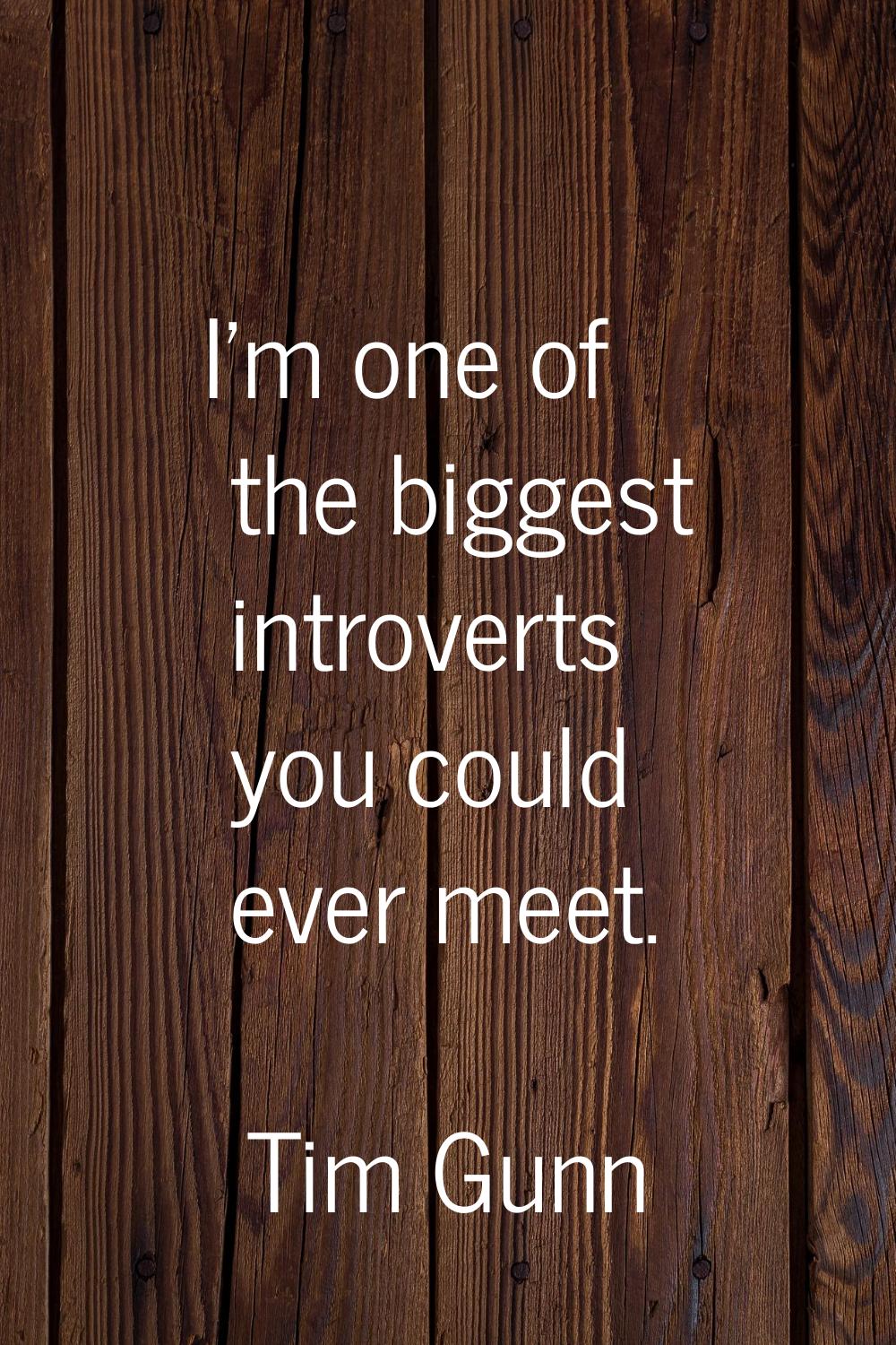 I'm one of the biggest introverts you could ever meet.