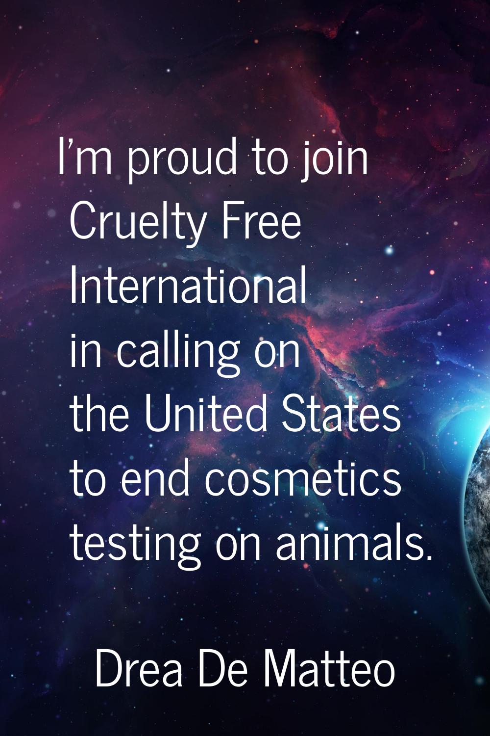 I'm proud to join Cruelty Free International in calling on the United States to end cosmetics testi