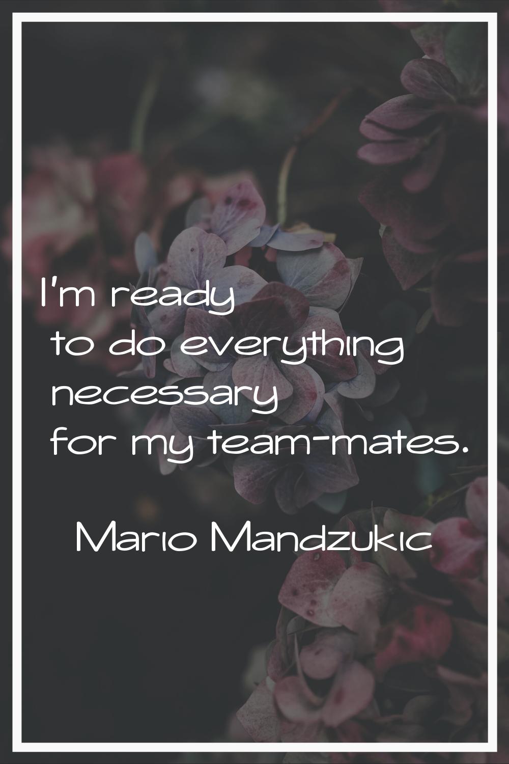 I'm ready to do everything necessary for my team-mates.