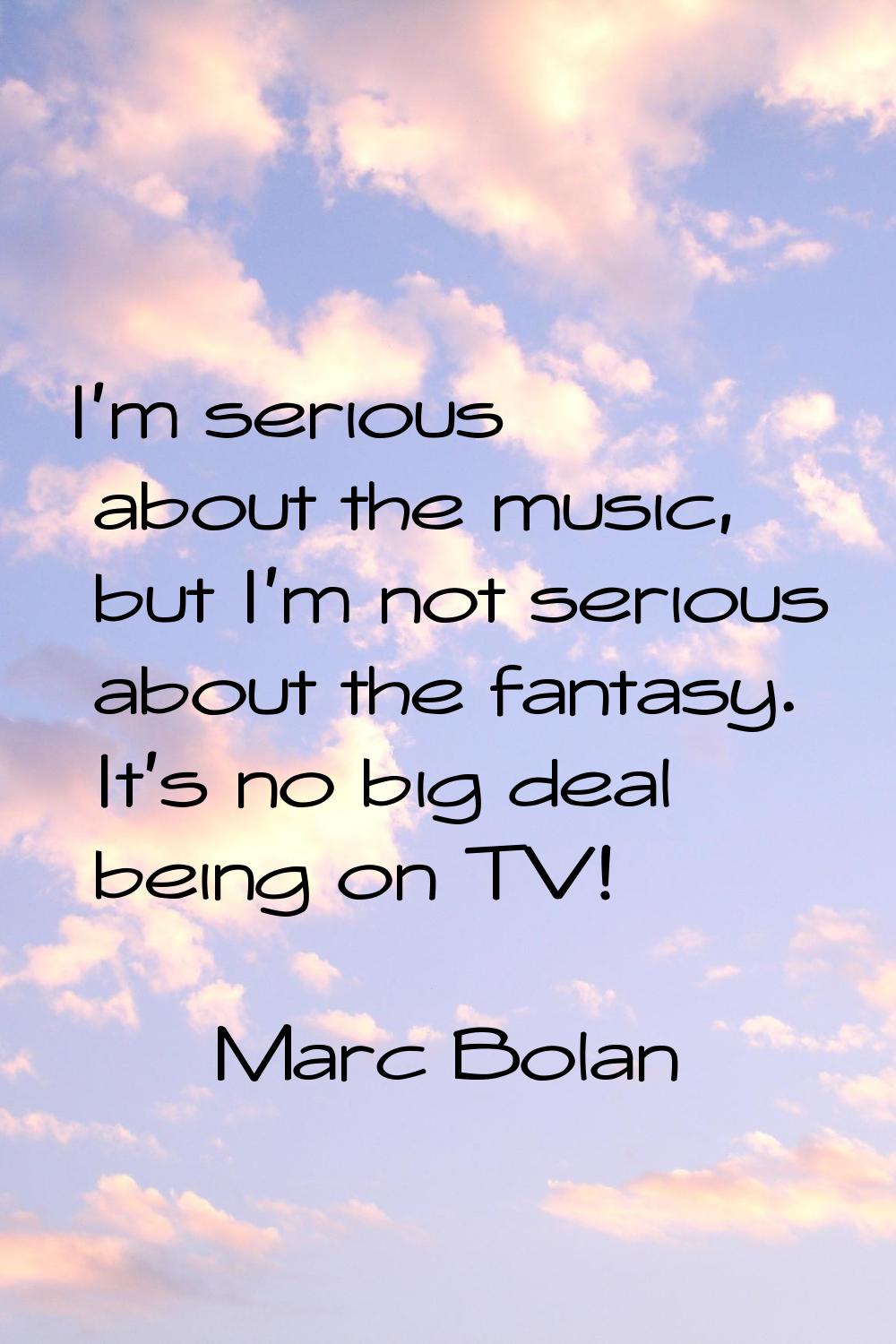 I'm serious about the music, but I'm not serious about the fantasy. It's no big deal being on TV!