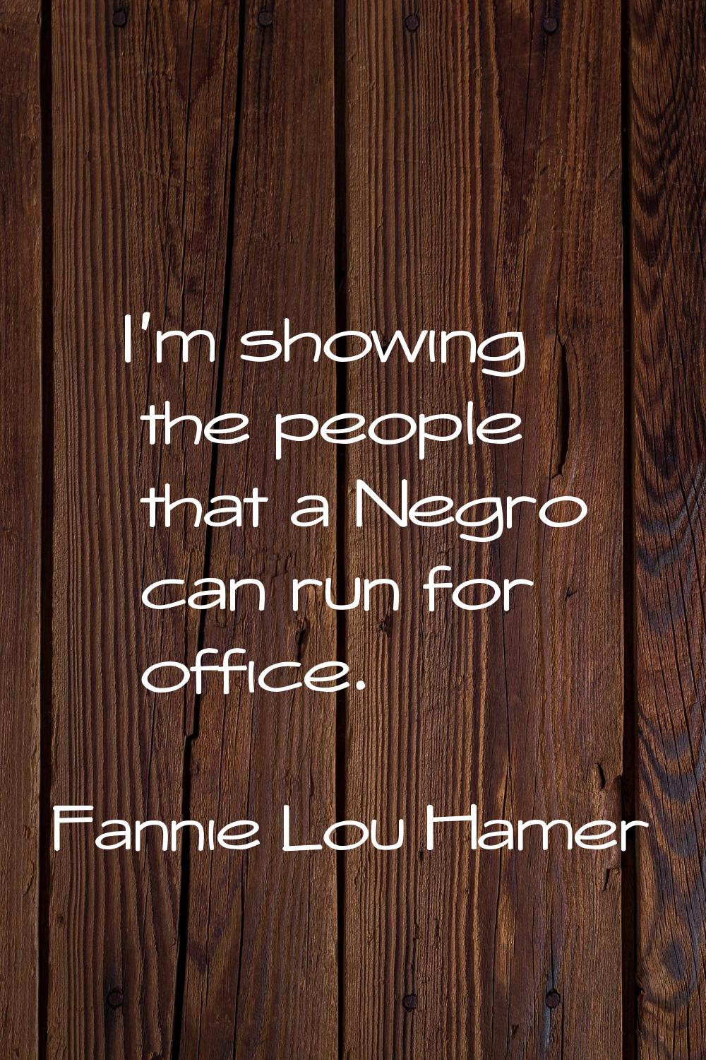 I'm showing the people that a Negro can run for office.