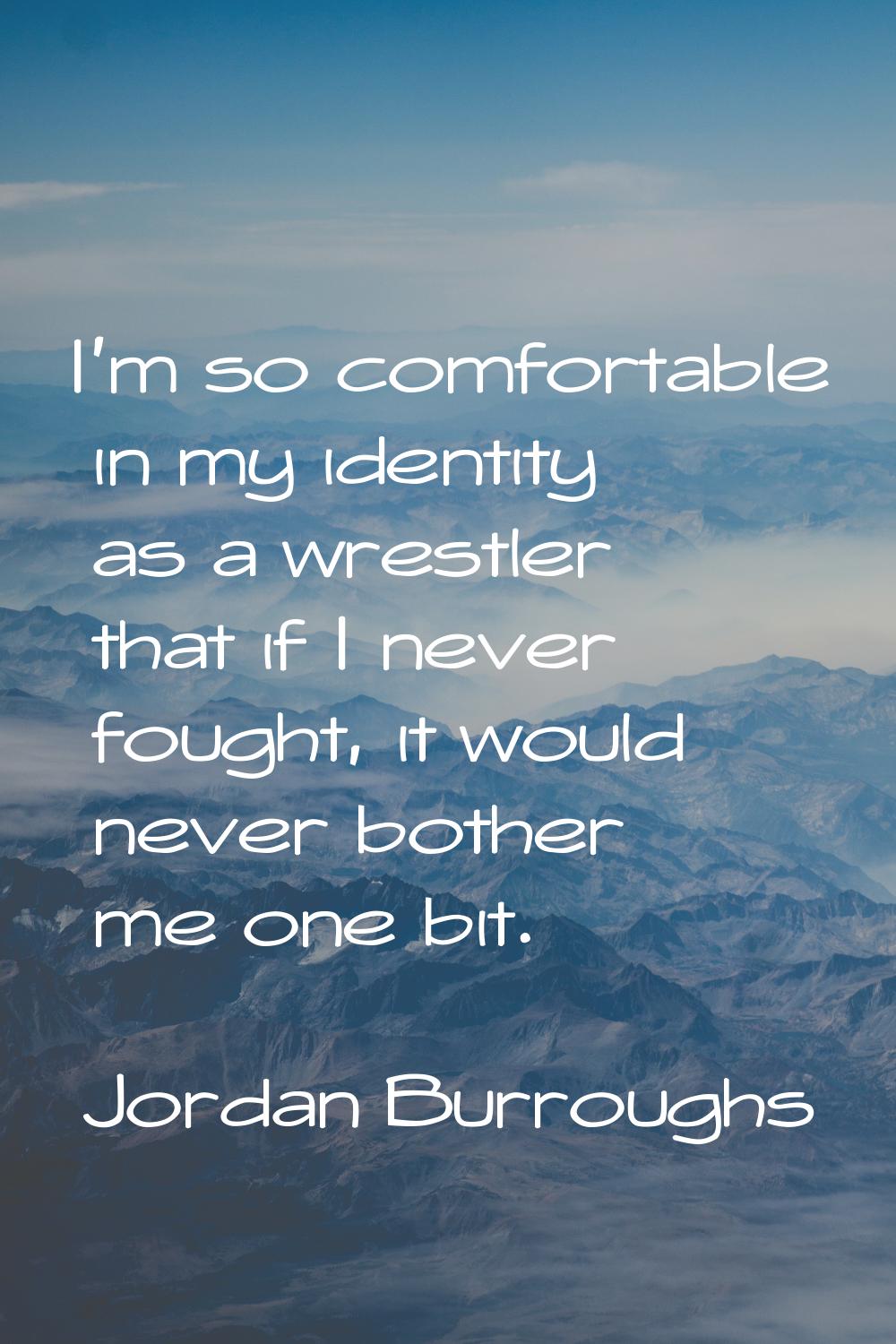 I'm so comfortable in my identity as a wrestler that if I never fought, it would never bother me on