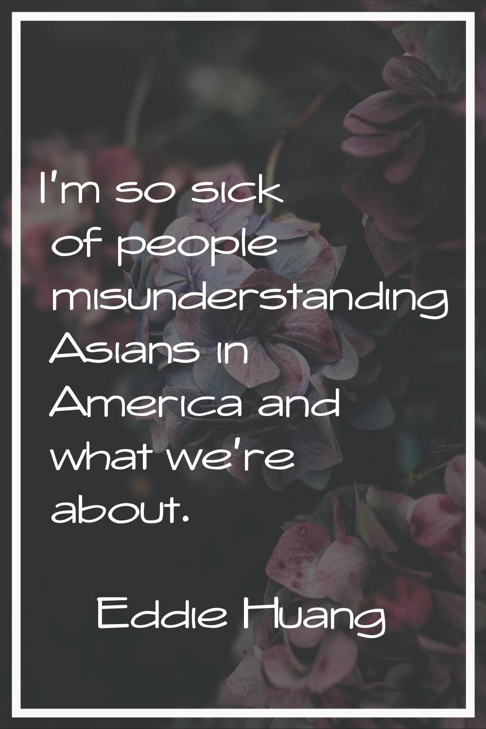 I'm so sick of people misunderstanding Asians in America and what we're about.