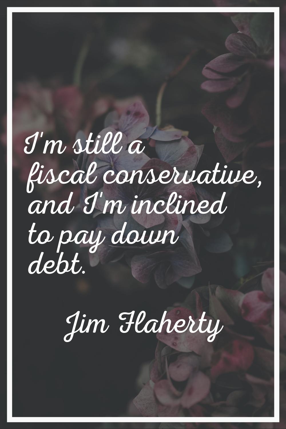 I'm still a fiscal conservative, and I'm inclined to pay down debt.