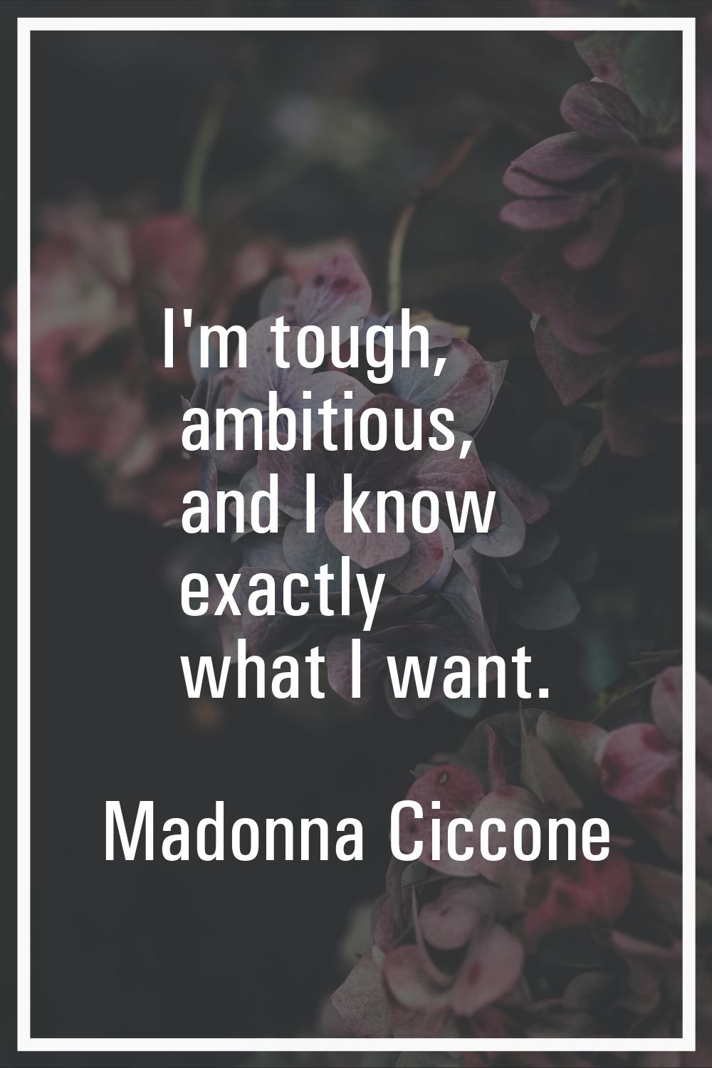 I'm tough, ambitious, and I know exactly what I want.
