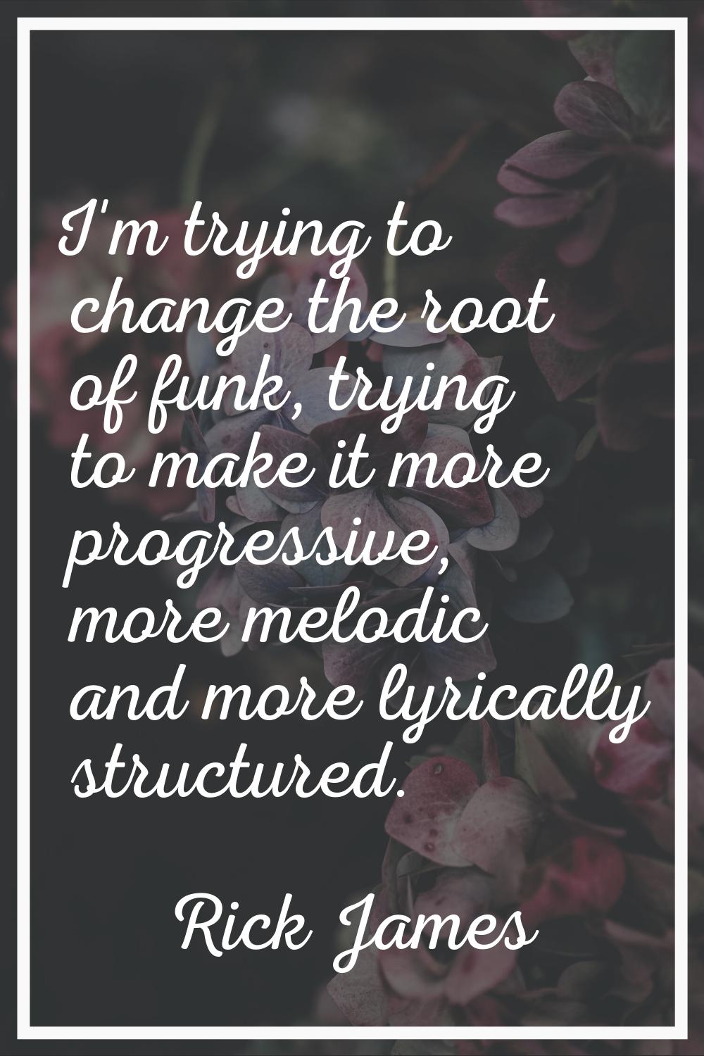 I'm trying to change the root of funk, trying to make it more progressive, more melodic and more ly