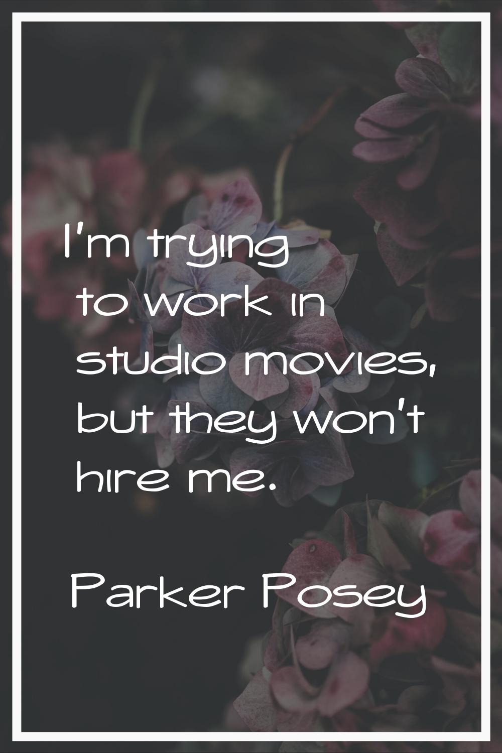 I'm trying to work in studio movies, but they won't hire me.