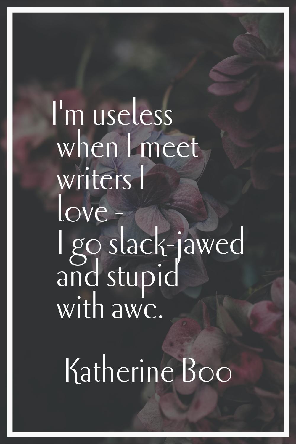 I'm useless when I meet writers I love - I go slack-jawed and stupid with awe.
