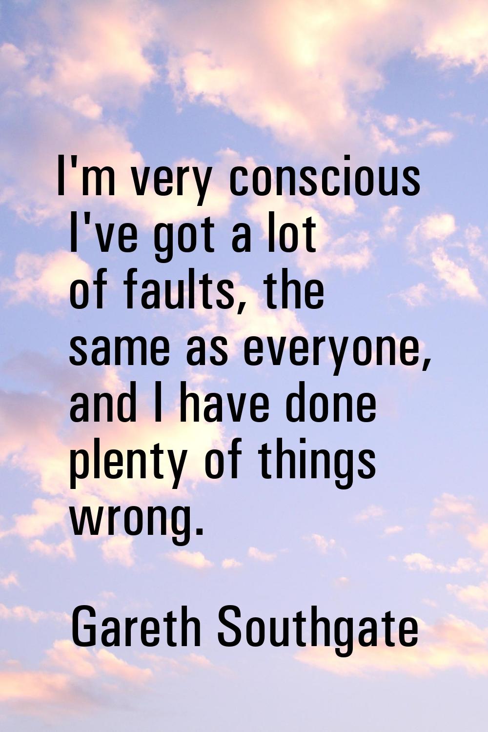 I'm very conscious I've got a lot of faults, the same as everyone, and I have done plenty of things