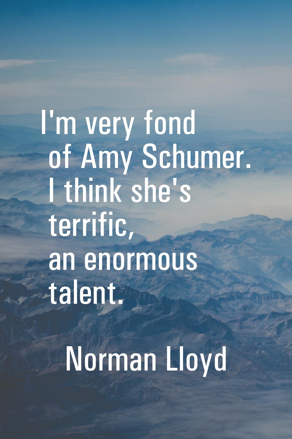 I'm very fond of Amy Schumer. I think she's terrific, an enormous talent.