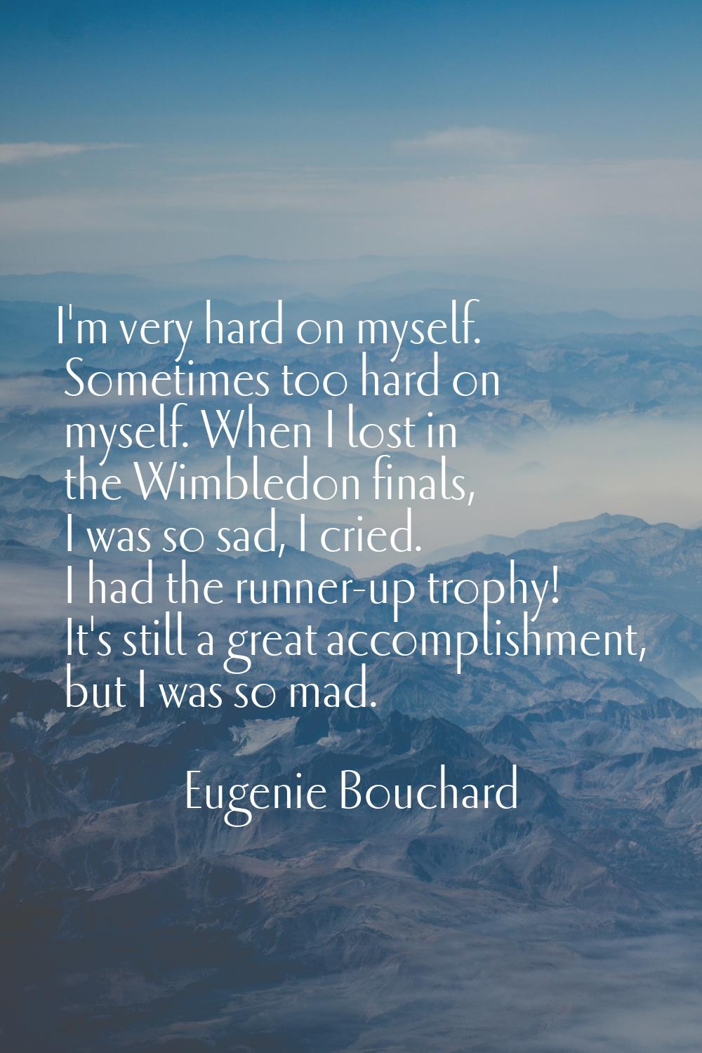 I'm very hard on myself. Sometimes too hard on myself. When I lost in the Wimbledon finals, I was s