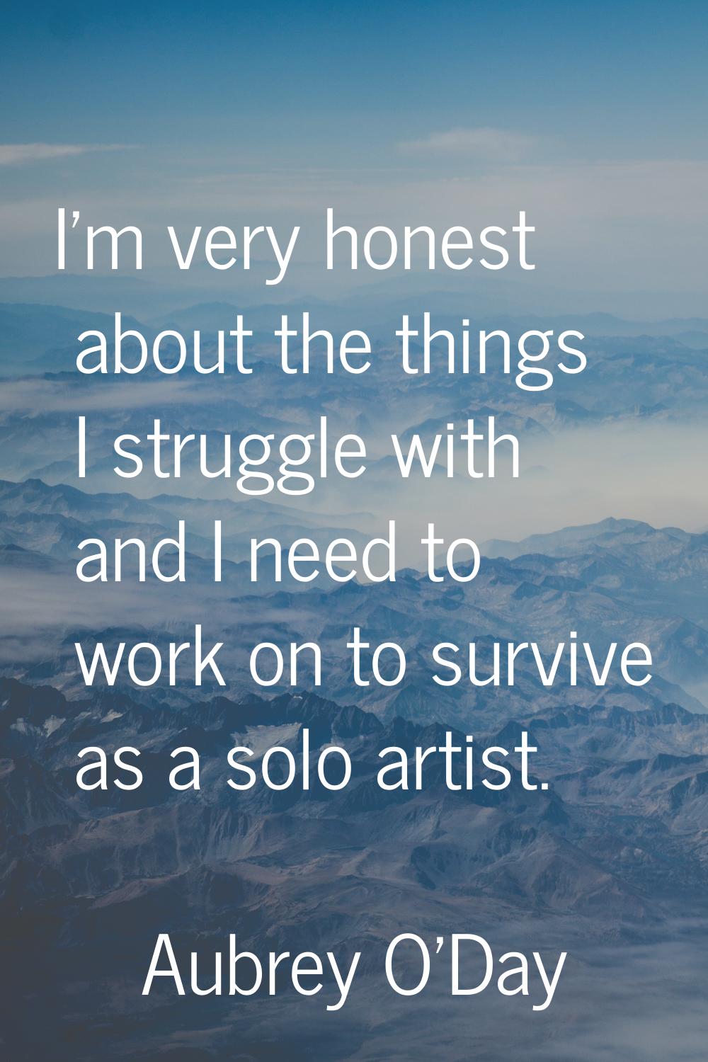 I'm very honest about the things I struggle with and I need to work on to survive as a solo artist.