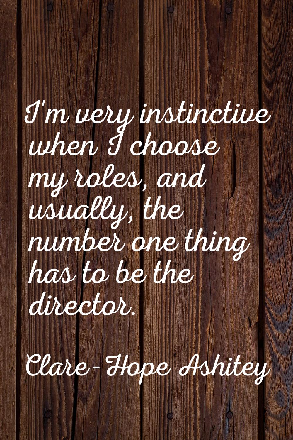 I'm very instinctive when I choose my roles, and usually, the number one thing has to be the direct