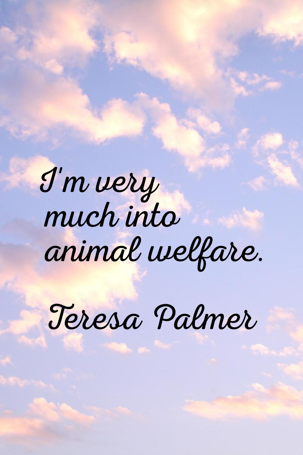 I'm very much into animal welfare.