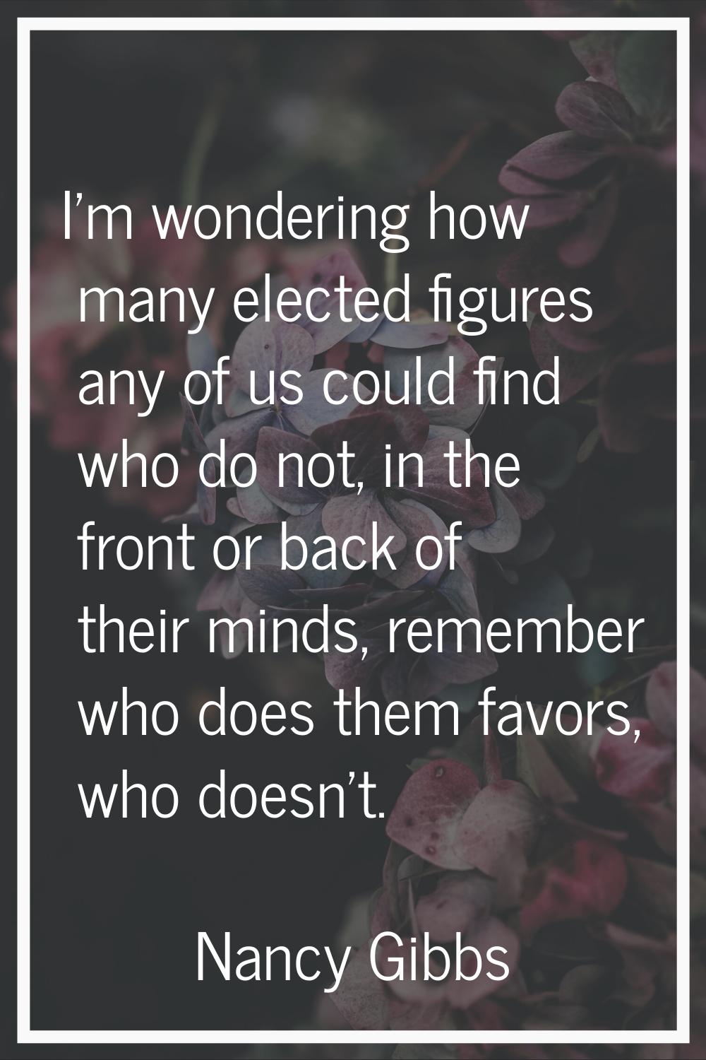 I'm wondering how many elected figures any of us could find who do not, in the front or back of the