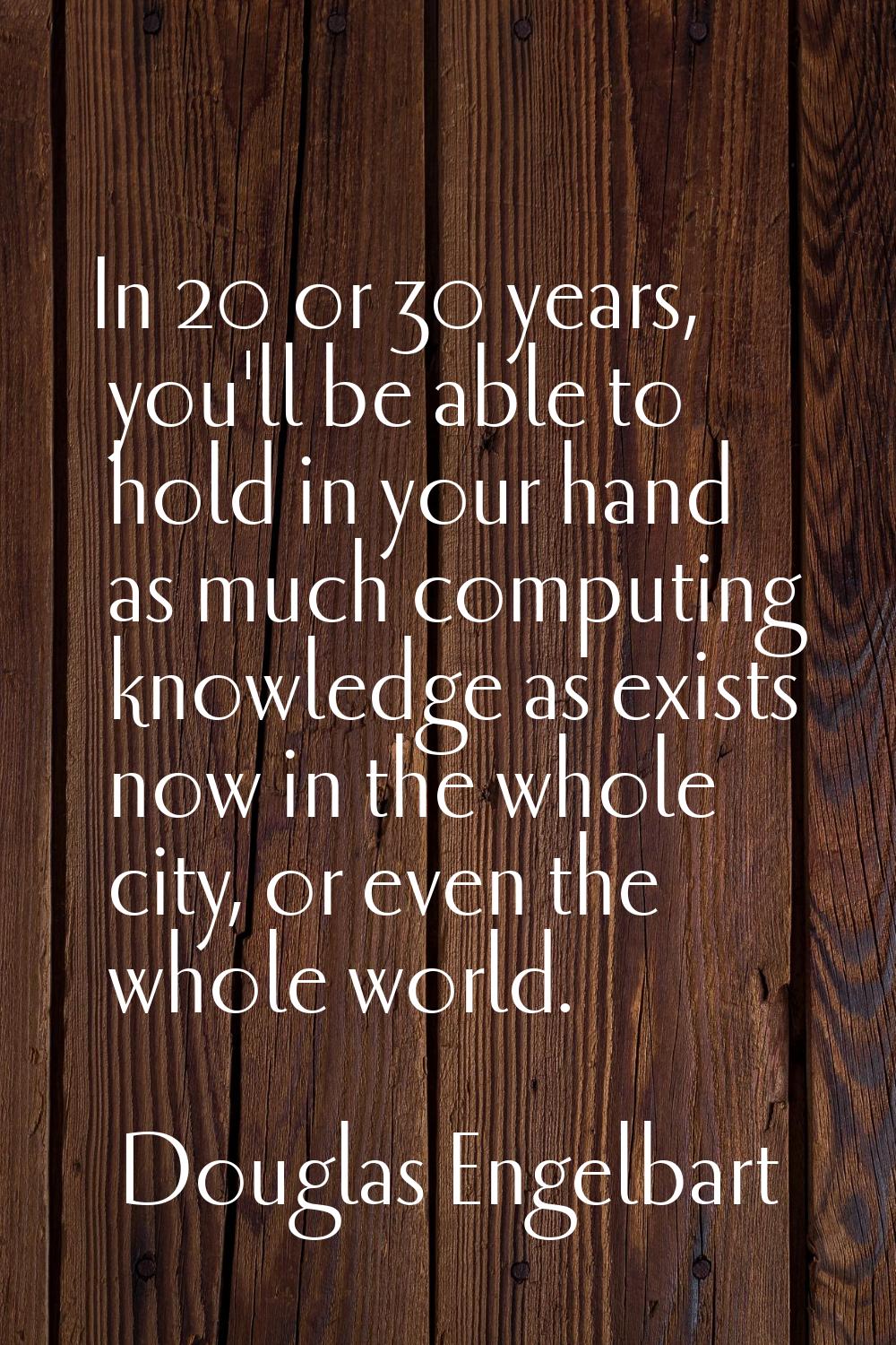 In 20 or 30 years, you'll be able to hold in your hand as much computing knowledge as exists now in
