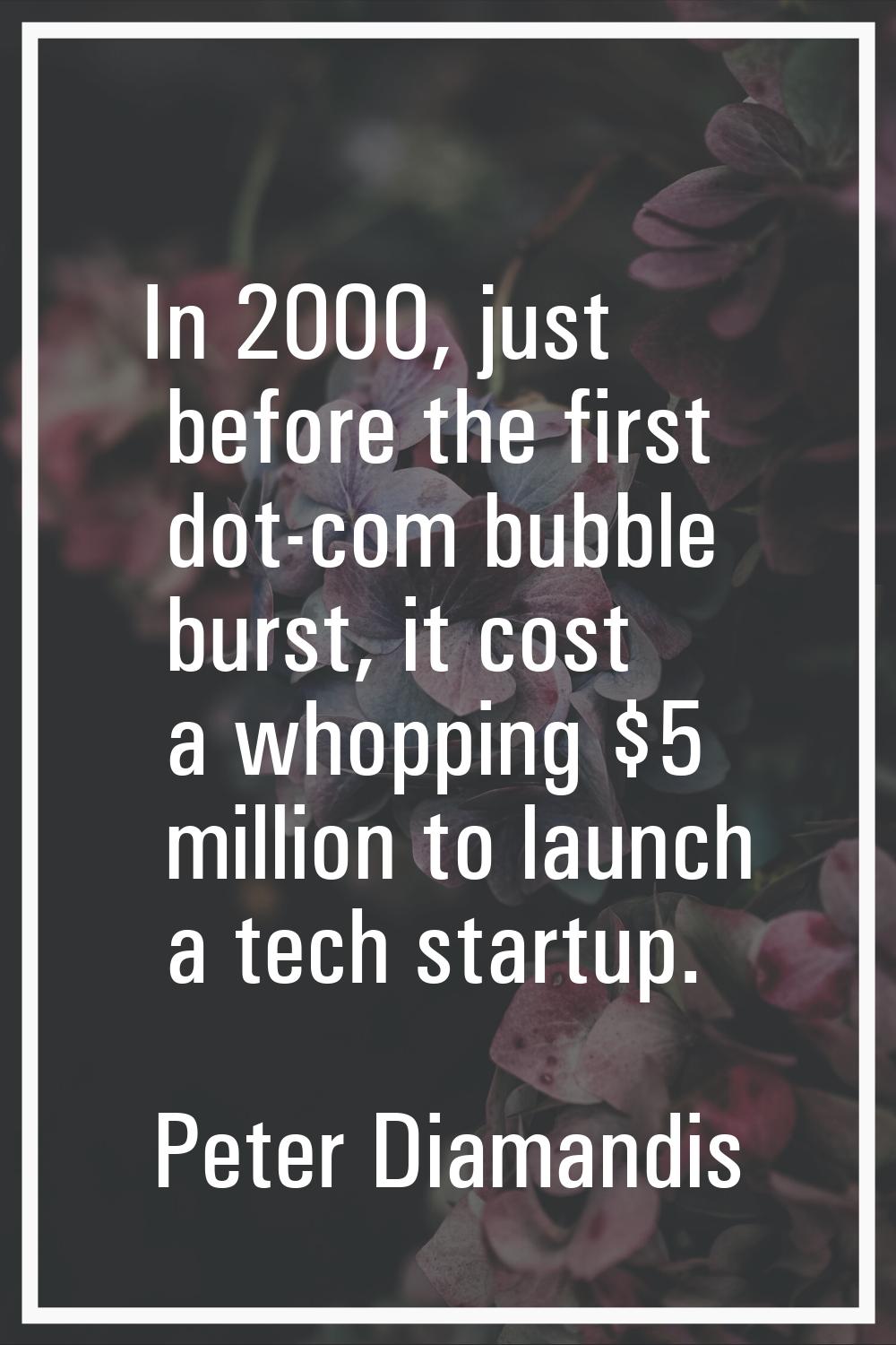 In 2000, just before the first dot-com bubble burst, it cost a whopping $5 million to launch a tech