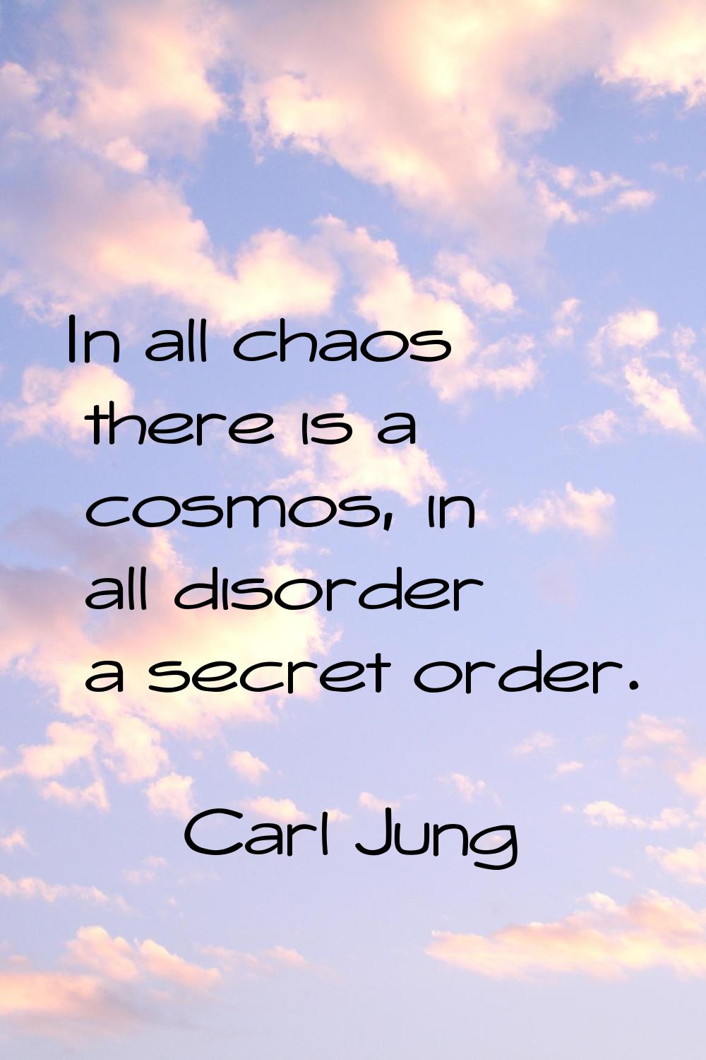 In all chaos there is a cosmos, in all disorder a secret order.